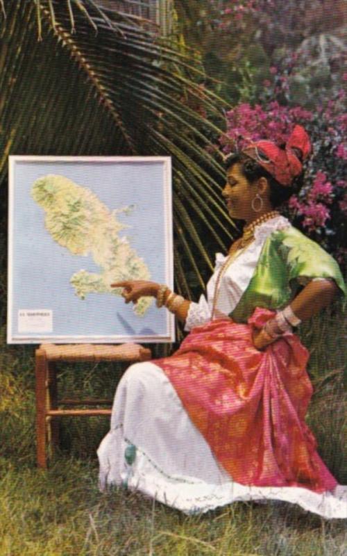 Martinique Beautiful Girl With Map