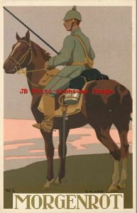 German Military Propaganda, Signed W.I., Morgenrot, Soldier on Horse 