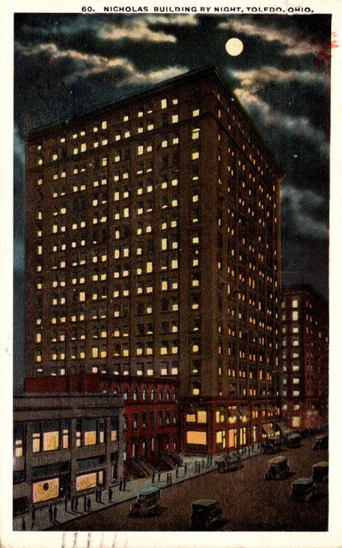 Ohio Toledo Nicholas Building By Night 1918