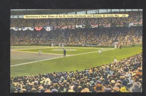 ST. LOUIS CARDINALS SPORTSMAN'S PARK BASEBALL STADIUM GAME VINTAGE POSTCARD