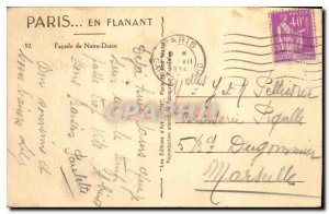 Postcard Old Paris Facade of Notre Dame