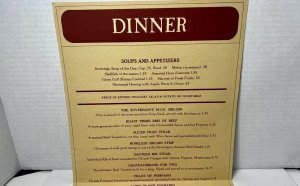 Vintage 1970s The Sovereign at Queen's Tower Dinner Menu Cincinnati OH