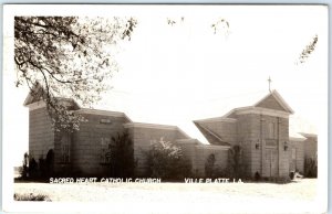 1944 Ville Platte, LA RPPC Sacred Heart Catholic Church Chapel Real Photo A147