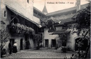 Switzerland Chateau de Chillon 1e Cour Chillon Castle Vintage Postcard C289