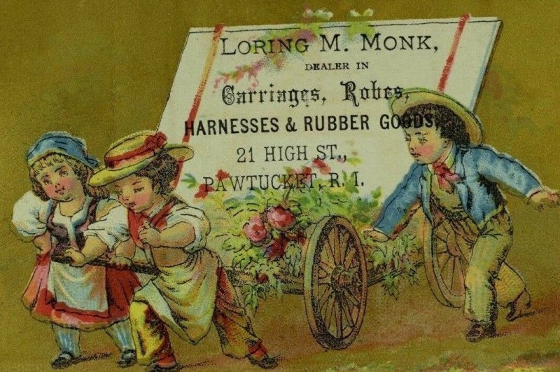 1880's Carriages Harnesses Lovely Kids Wagon Victorian Trade Card P33