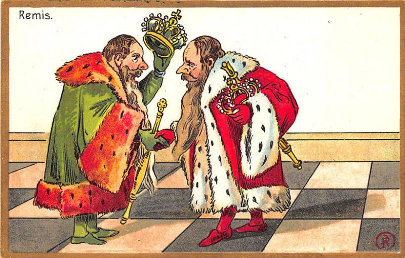 Artist Robert G Schmidt German Chess Game Remis Karte Postcard