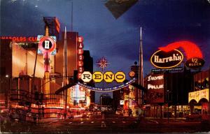 Nevada Reno The Arch and Virginia Street At Night 1968