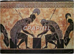 Postcard Detail of Modern Greek amphora Achilles and Ajax Jount JC Valcan