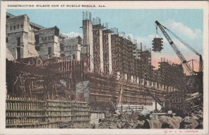 America Postcard - Constructing Wilson Dam at Muscle Shoals, Alabama  RS30260