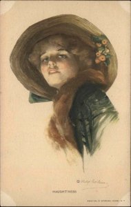 Philip Boileau Beautiful Woman in Hat Haughtiness Vintage Postcard