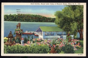 New York UTICA Rock Garden, Round Lake Camp of Masonic Home - pm1945 LINEN