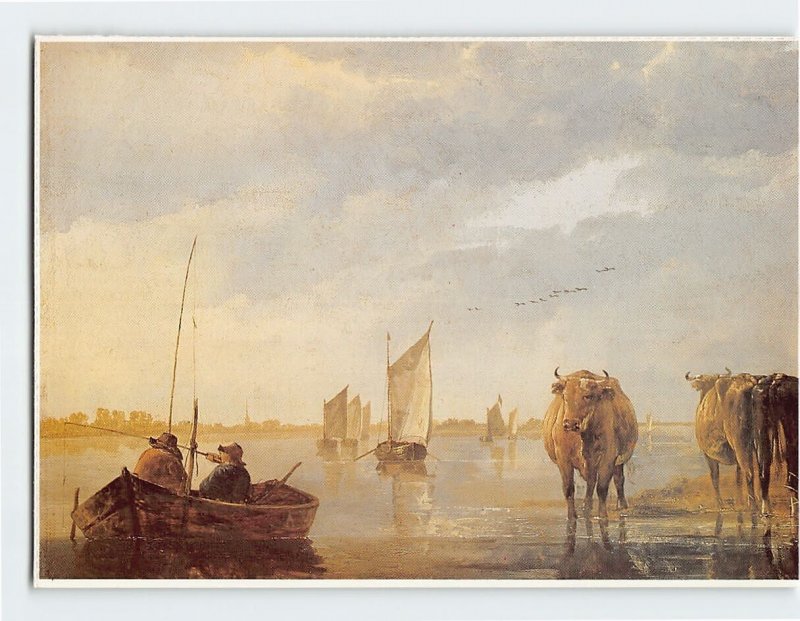 Postcard A Herdsman with Cows by a River By A. Cuyp, National Gallery, England