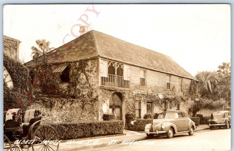 c1940s St Augustine FL RPPC Oldest House in US Real Photo Postcard Tartaria A100