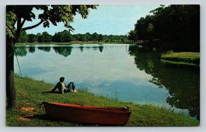 Resting At Burdette Park in Evansville Indiana VINTAGE Postcard 0775