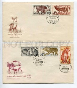 291931 Czechoslovakia 1959 set 2 FDC Tatry animals wolf lynx aurochs