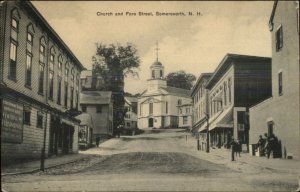 Somersworth NH Church & Fore St. c1910 Postcard