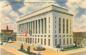 Nashville, TN  Davidson County Public Bldg and Court House Linen Postcard