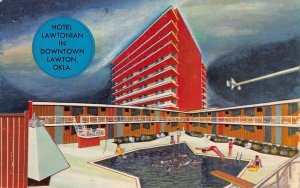 LAWTON OKLAHOMA~HOTEL LAWTONIAN -DOWNTOWN-POOL-CLUB LATONIAN~POSTCARD