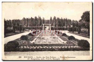 Old Postcard Bourges Jardin des Pres Fichaux light Fountain (P Marguerita arc...