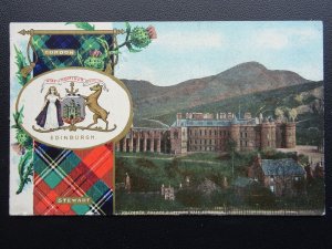 Scotland GORDON & STEWART Tartan & Holyrood Edinburgh Heraldic Arms Old Postcard