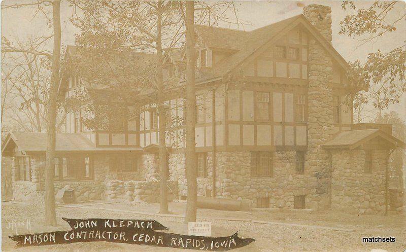 C-1910 Mason Contractor Cedar Rapids Iowa Klepach Rich RPPC real photo 11294