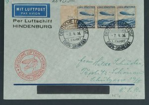 1936 Germany LZ 129 Hindenburg North America Flight Scott C#36 Air Mail Cover