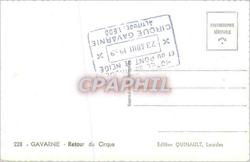 Modern Postcard Back Gavarnie Circus Horses