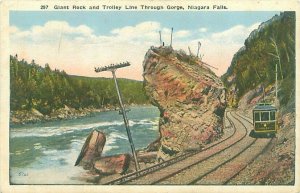 Giant Rock & Trolley Line Through Gorge Niagara Falls New York Niagara Belt Line