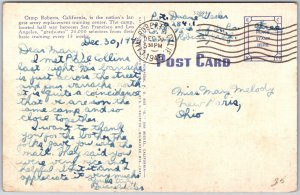 Camp Roberts California CA, 1946 Main Garrison, Barracks, Rolling Hills Postcard