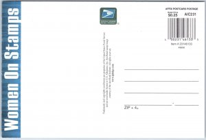 VINTAGE CONTINENTAL SIZE POSTCARD WOMEN ON POSTAGE STAMPS AS SOLD BY THE USPS