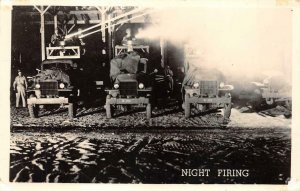 RPPC SOLDIER'S JEEPS NIGHT FIRING MILITARY REAL PHOTO POSTCARD WNC 363