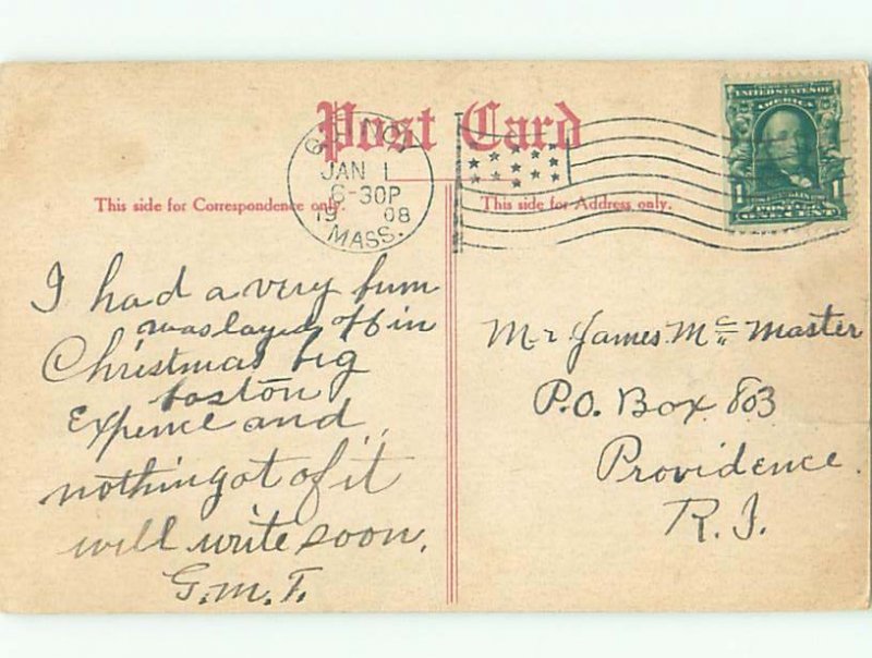 Pre-Linen Comic RICH MAN AT THE DINNER TABLE WON'T STOP TALKING AB9110