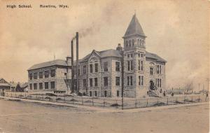 Rawlins Wyoming High School Exterior Street View Antique Postcard K17055