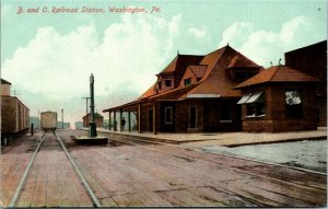 Postcard PA Washington Baltimore & Ohio Railroad Station Trains ~1910 F29