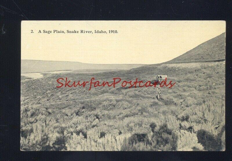 SNAKE RIVER IDAHO 1910 SAGE PLAIN COVERED WAGON ANTIQUE VINTAGE POSTCARD