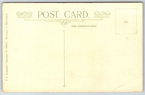 Christmas Calligraphy~Yule Log Glows In Fireplace Cupboard~PS Dresden c1907