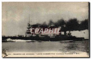 Old Postcard Boat Cruiser Leon Gambetta armor