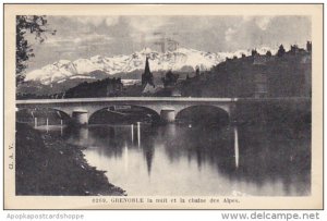 France Grenoble la nuit et le Chaine des Alpes 1937