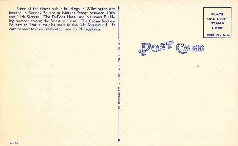 Court House & Municipal Building Wilmington Delaware 1940s linen postcard