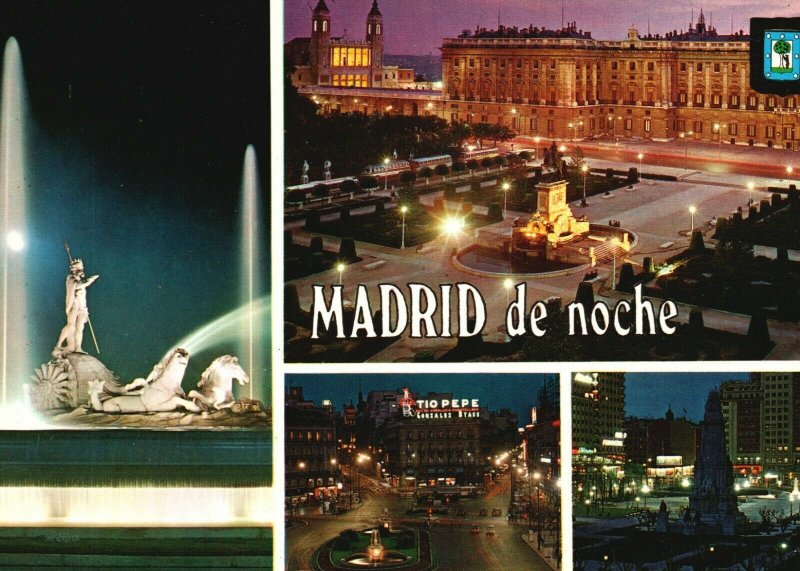 Madrid Spain,Fuente de Neptune Plaza de Oriente Plaza de Espana Vintage Postcard
