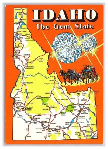 Idaho The Gem State Continental View Map Postcard