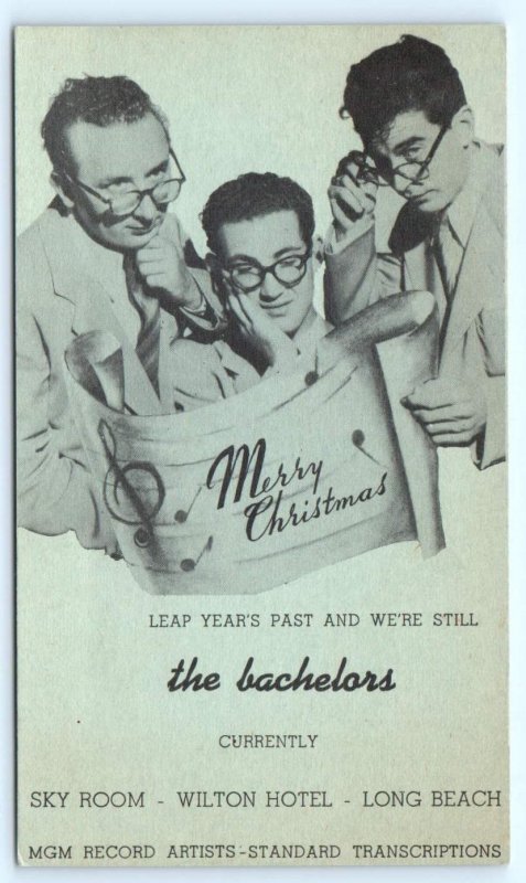 LONG BEACH, CA California ~c1940s The BACHELORS ~ MGM Recording Artists Postcard