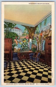 1940-50s BATON ROUGE LA GOVERNORS RECEPTION ROOM STATE CAPITOL BUILDING POSTCARD
