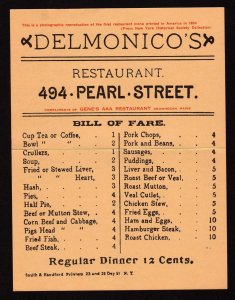 ME Gene's Restaurant Skowhegan Maine Ad Postcard Delmonico's New York City NYC