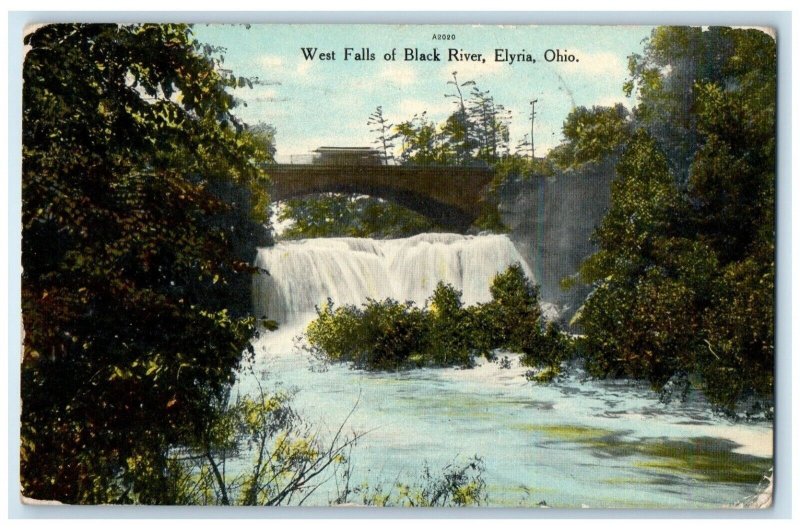 1909 West Falls Of Black River Elyria Ohio OH, Waterfalls Antique Postcard