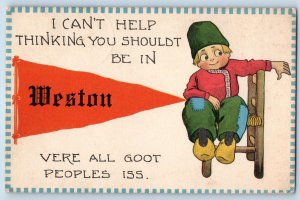 Weston Vermont VT Postcard I Can't Help Thinking You Shouldn't Be 1906 Dutch Boy