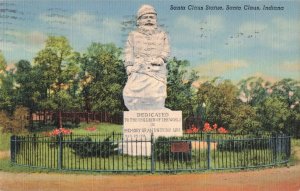 1949 Santa Claus Statue Indiana Postcard 2R4-346 