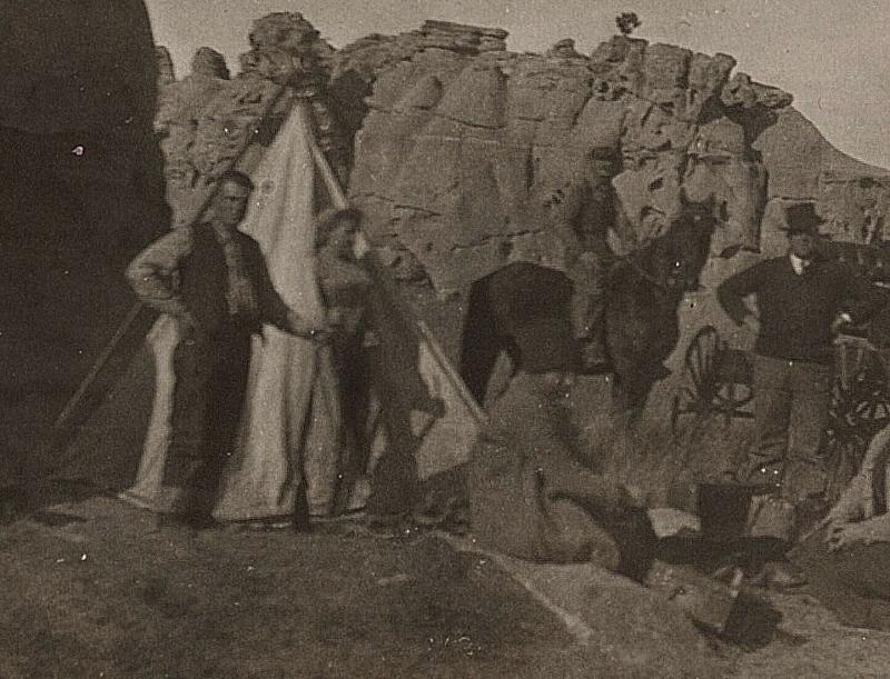 RPPC Camping Trip 1904-18 Men Women Carriage Western Teepee Real Photo Postcard