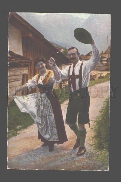 081491 GERMAN Dancer pair Vintage colorful PC