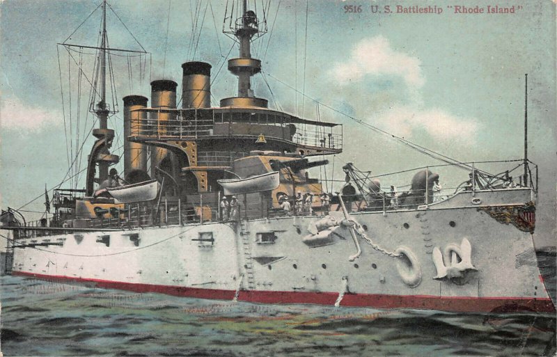 U.S. Battleship Rhode Island, Early Postcard, Unused 